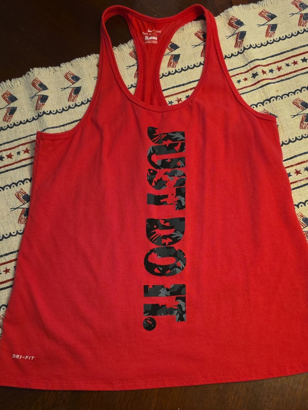 Nike Pink Racerback Tank with Black Camo Vertical Logo